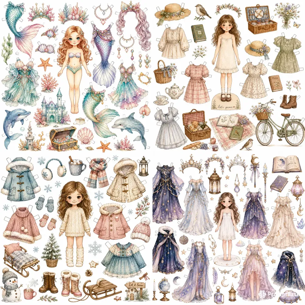 Whimsical Storybook Paper Doll Dressups