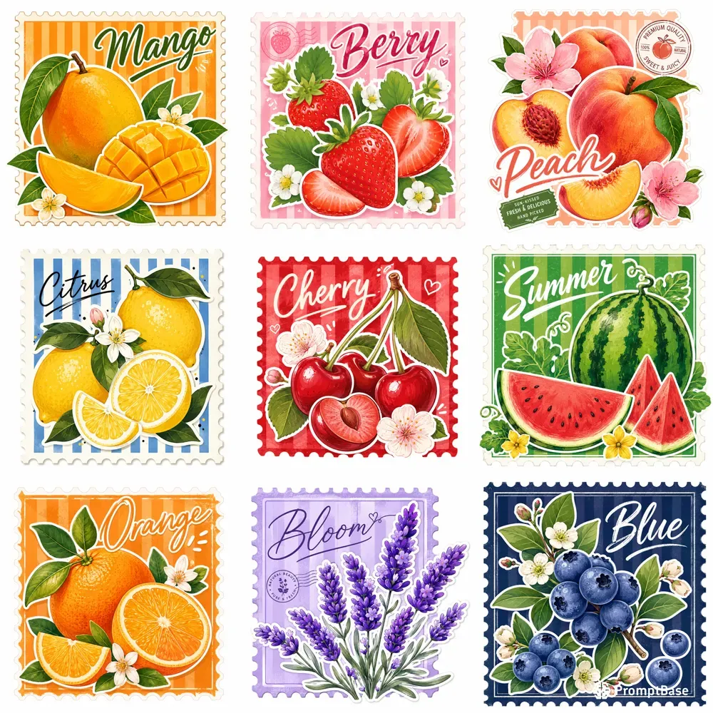 Vintage Fruit Stamp Collections