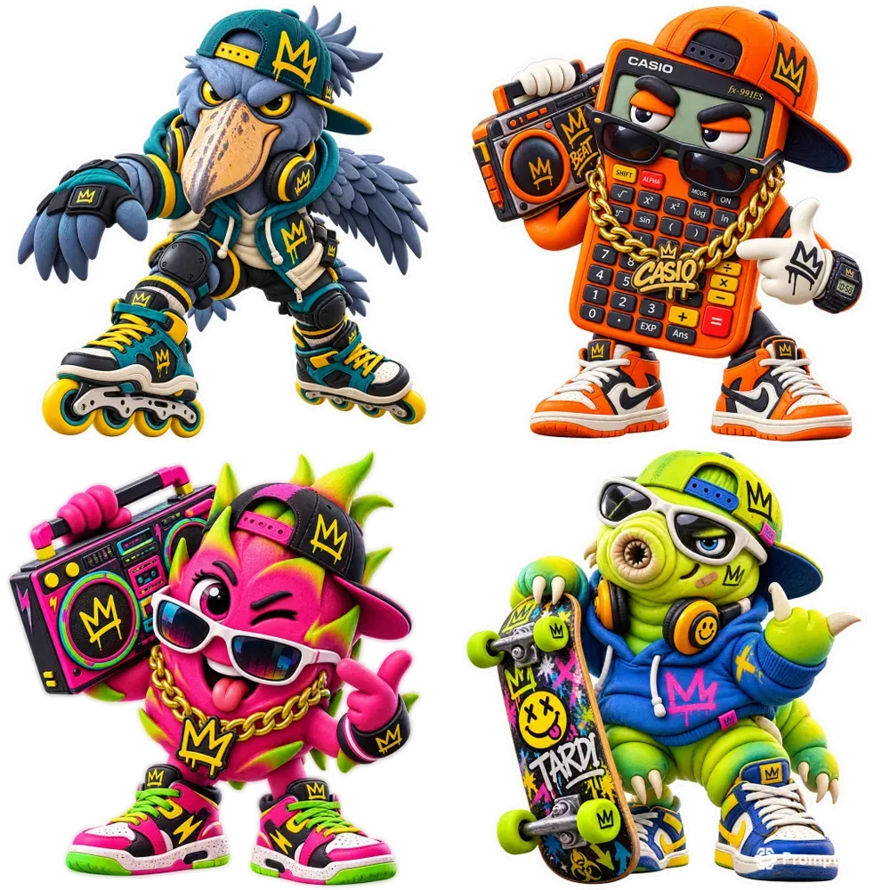 Vibrant Urban 3D Clay Pop Art Stickers