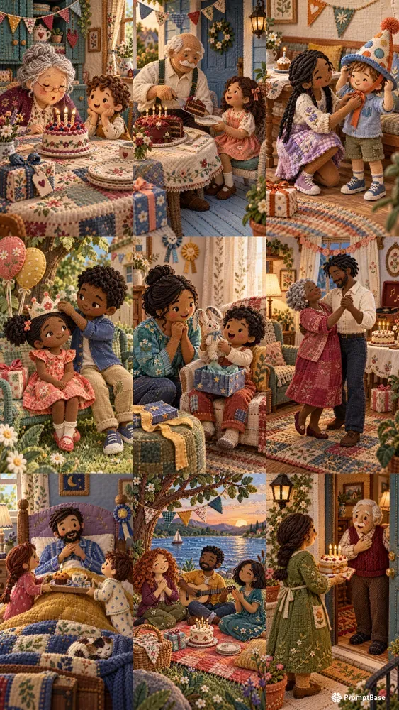 Embroidered Birthday Story Scenes