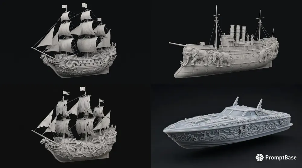 3d Relief Ships Matte Polymers