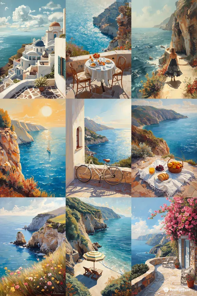 Sunny Elegant Coastal Oil Paintings