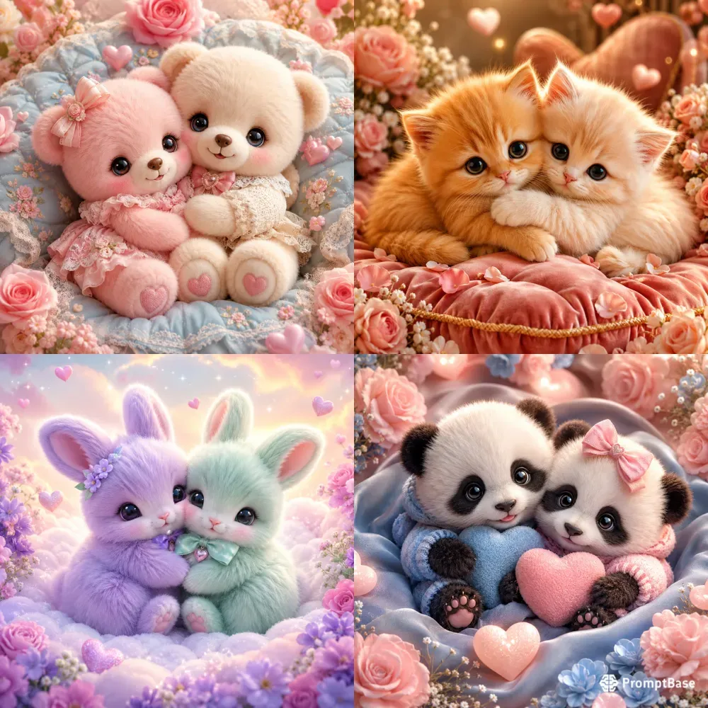 Pastel Cute Animal Couples