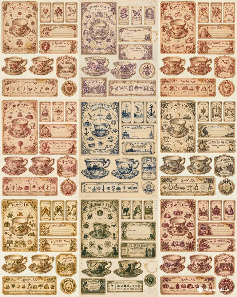 Tea Leaf Reading Ephemera Sheets