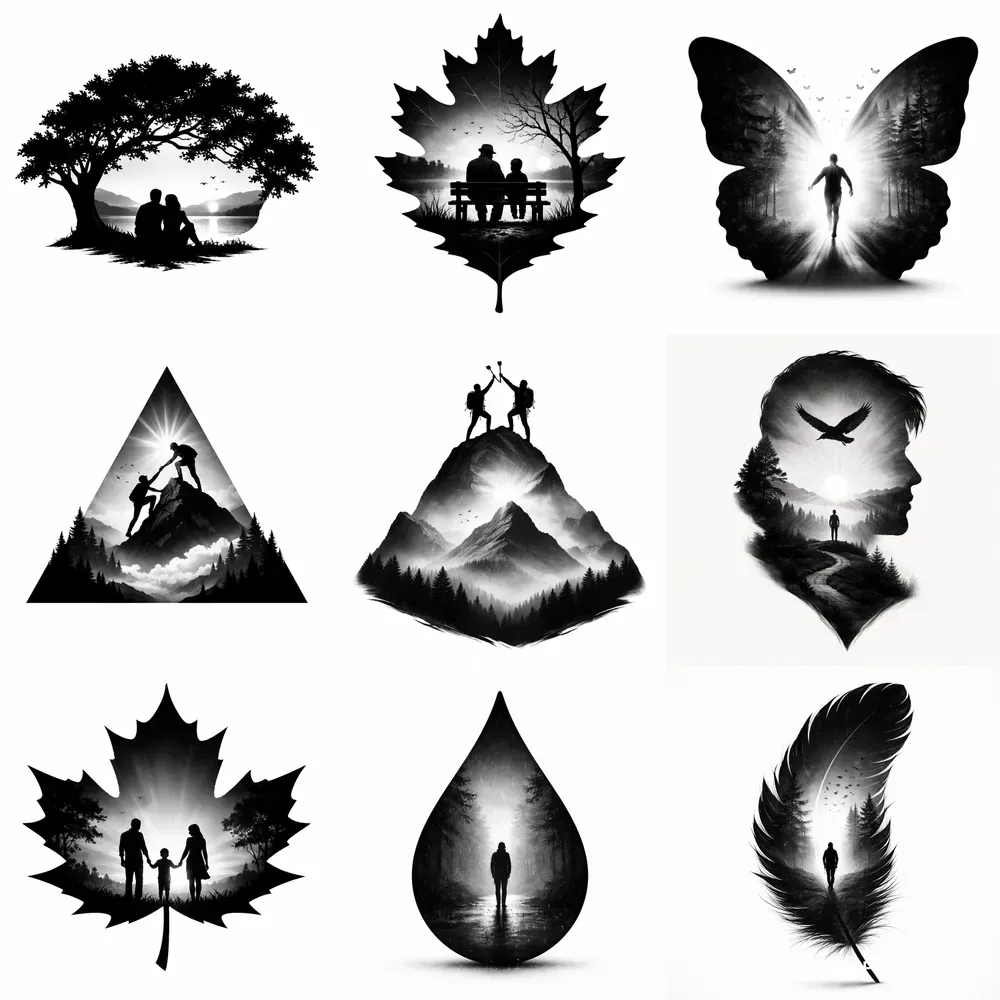 Symbolic Nature Silhouette Art