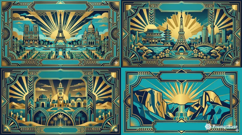 Geometric Art Deco Travel Posters