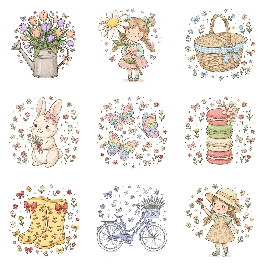 Playful Spring Doodle Cliparts