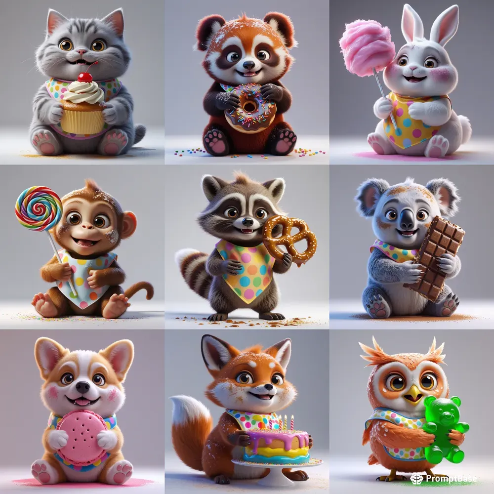 3D Cute Animals Sweet Tooth Crews