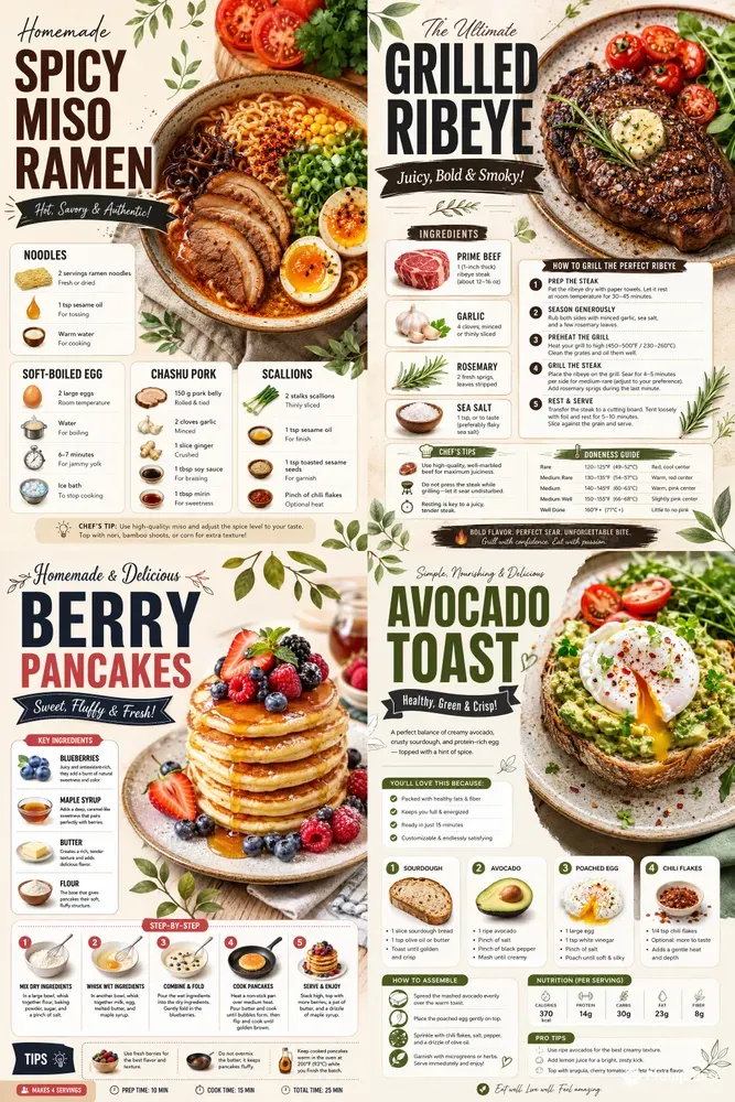 Professional Recipe Infographic Posters