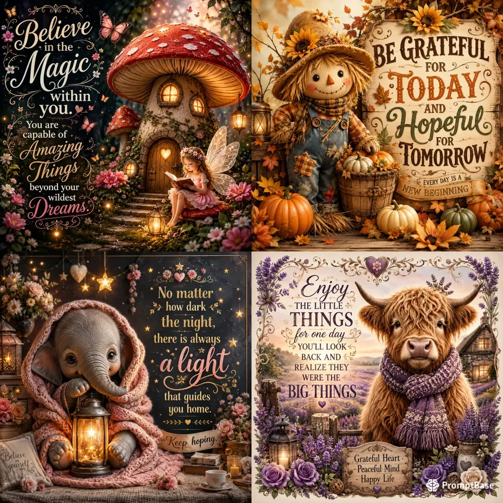 Whimsical Cozy Quote Art Collections 2026