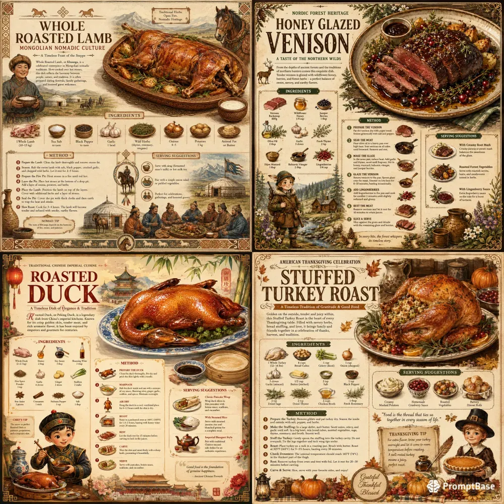Global Vintage Food Infographic Posters
