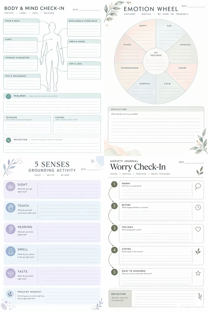 Anxiety Reflection Journal Pages