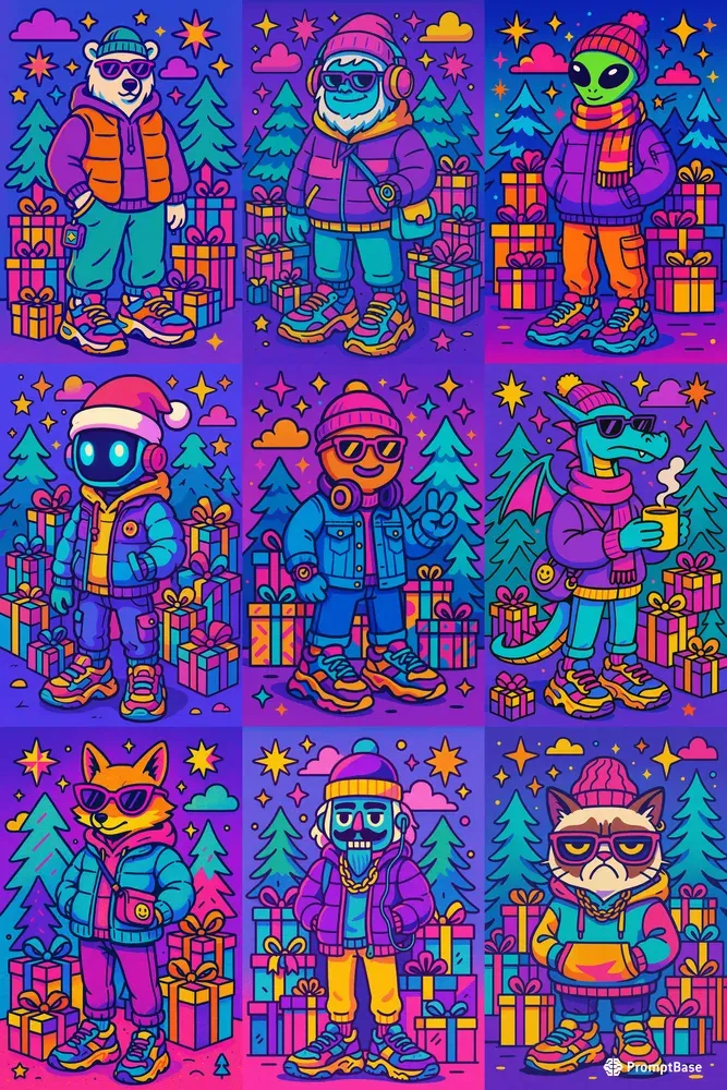 Electric Pop Festive Characters