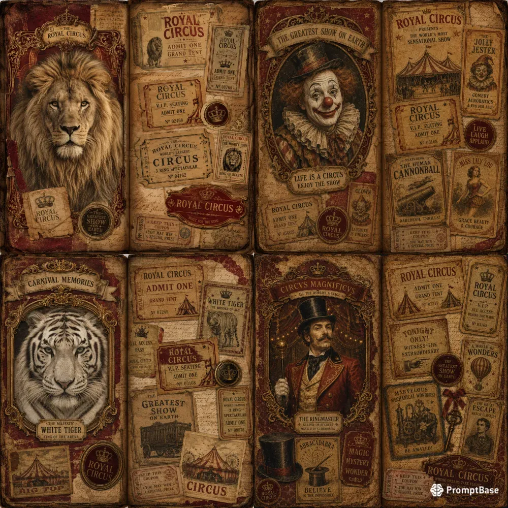 Vintage Circus Junk Journal Kits