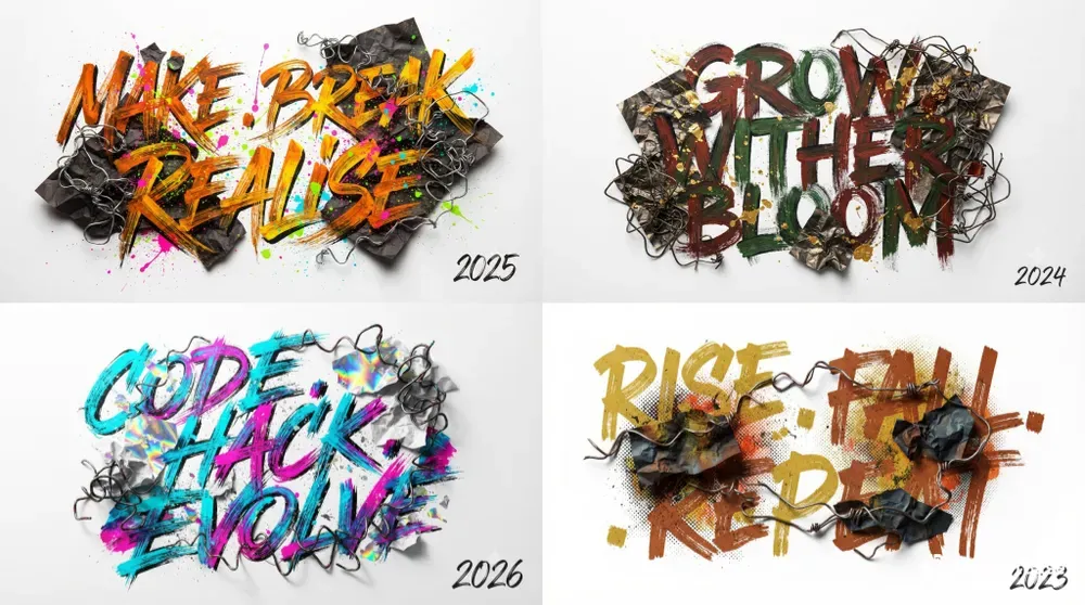 Brutalist Hand Typography Poster Series