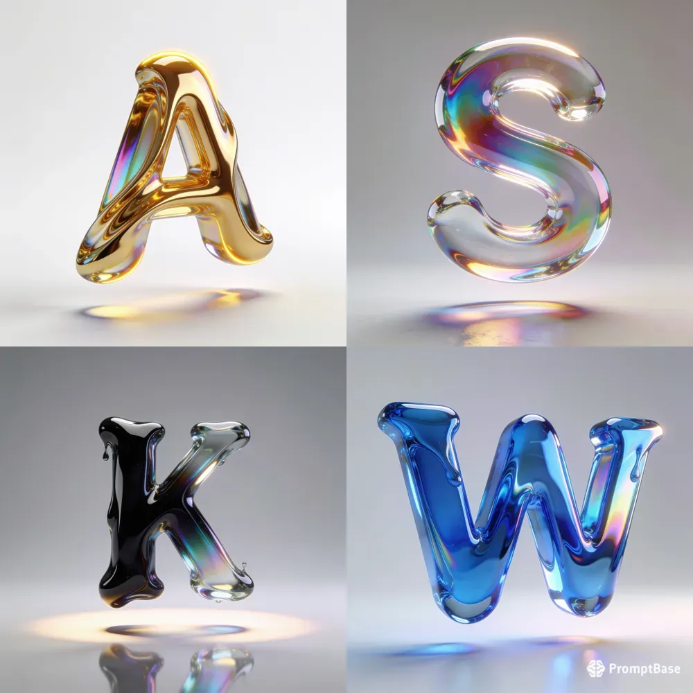 3D Liquid Chrome Glass Typographies