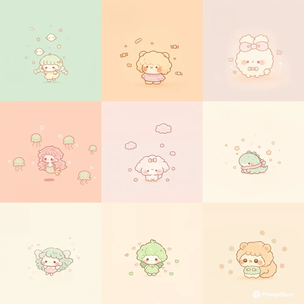 Pastel Kawaii Tiny Characters
