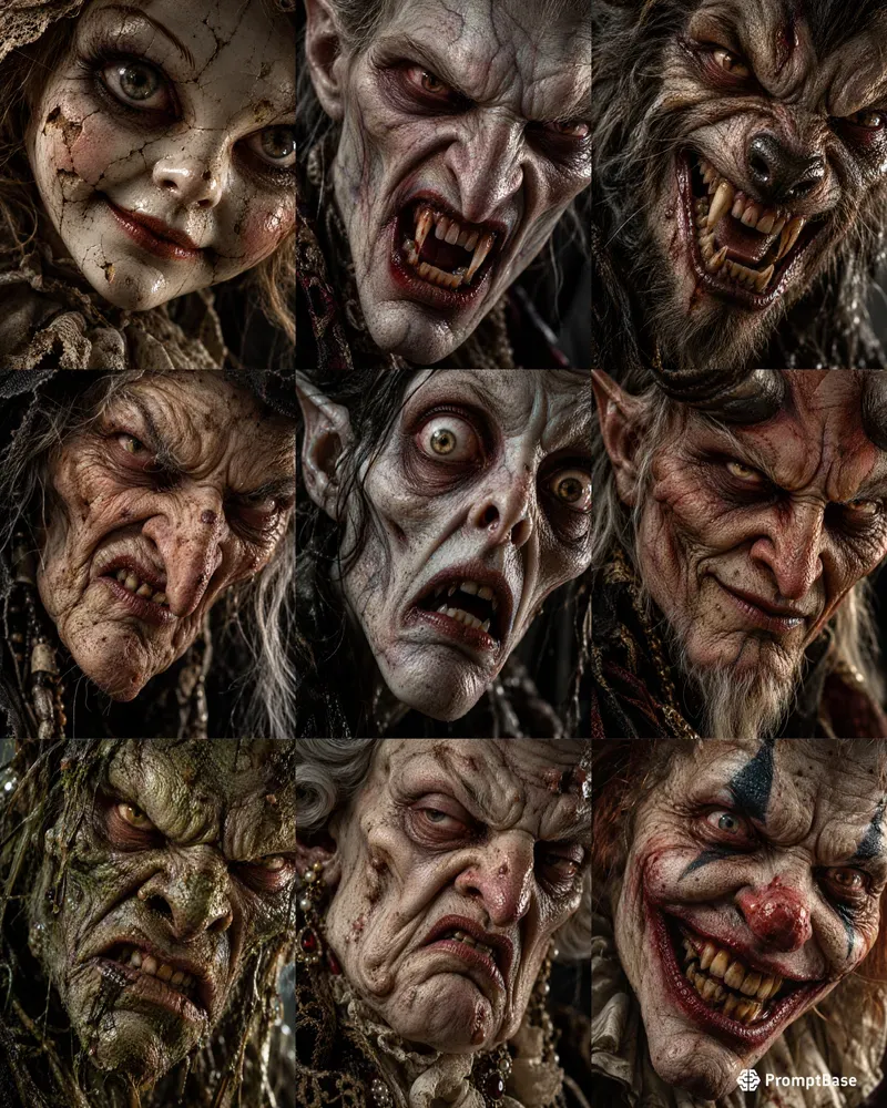 Grotesque Hyperreal Monster Faces
