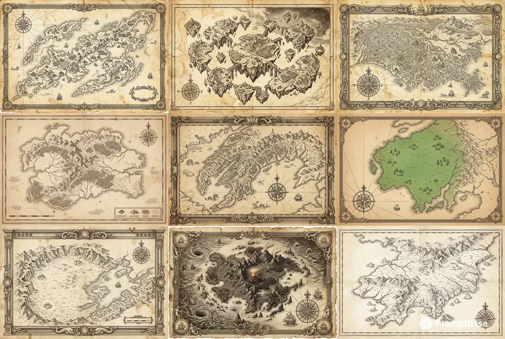 Handdrawn Parchment World Maps