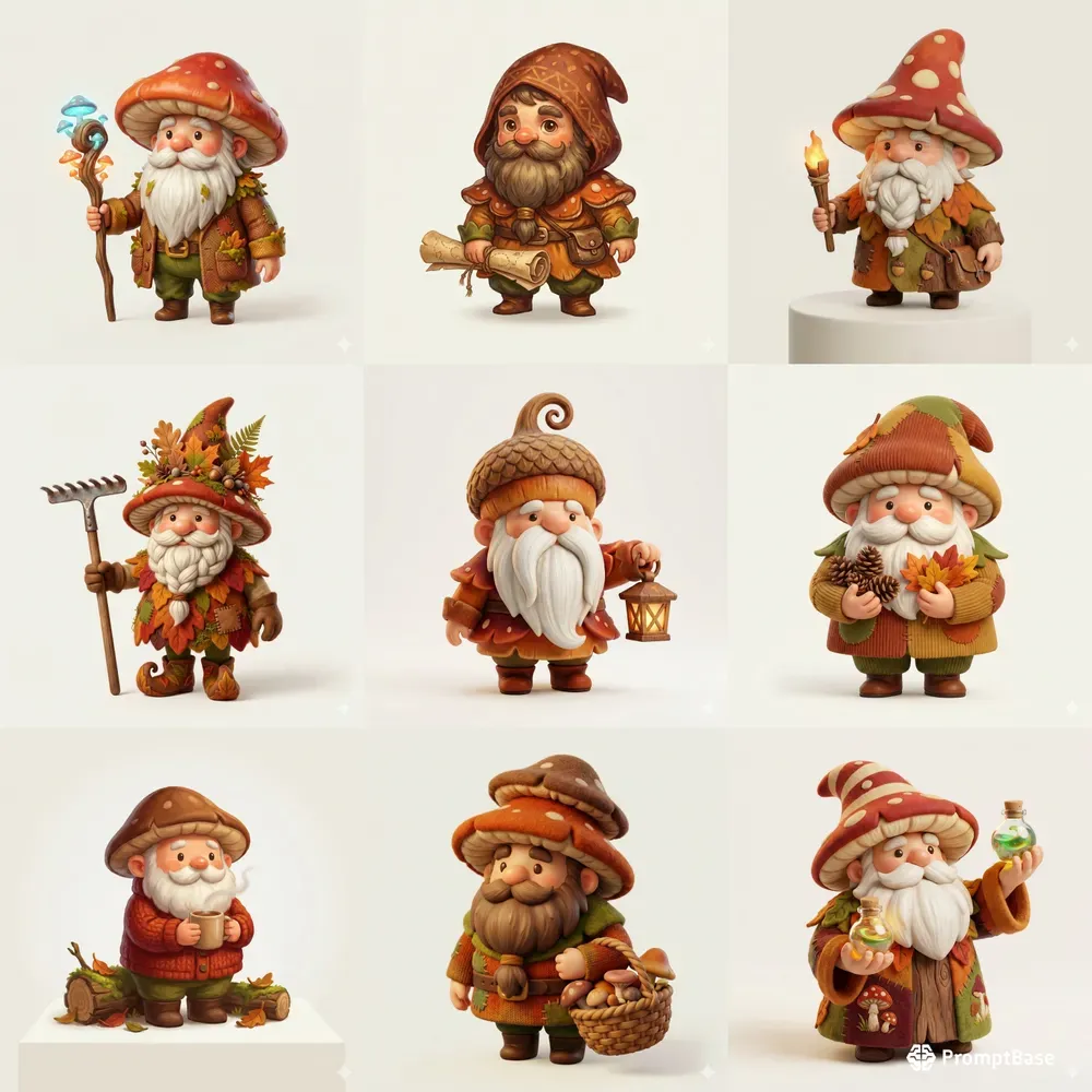 Whimsical Forest Gnome Characters