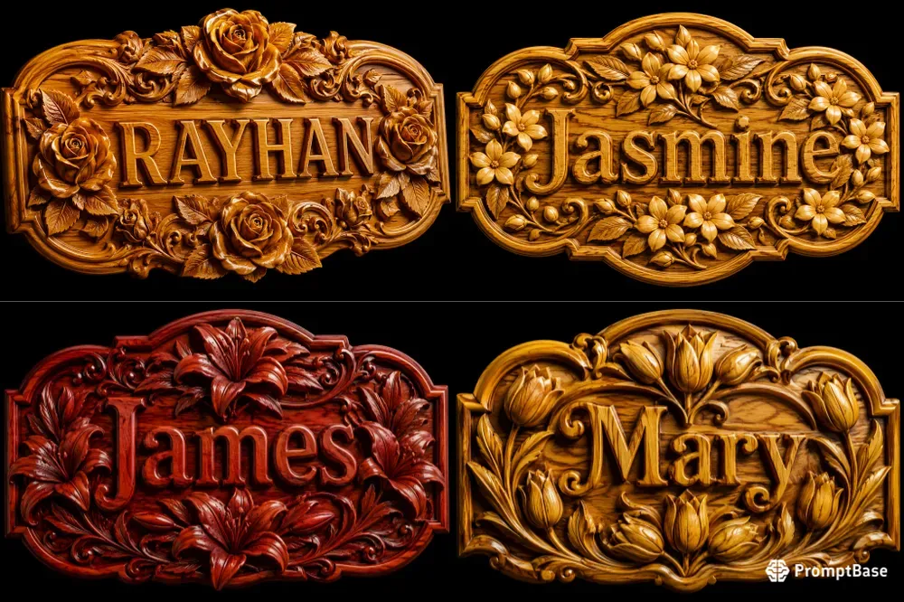 Names On Wooden Flowers