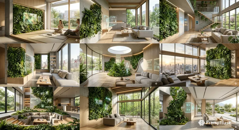 Smart Biophilic Living Rooms