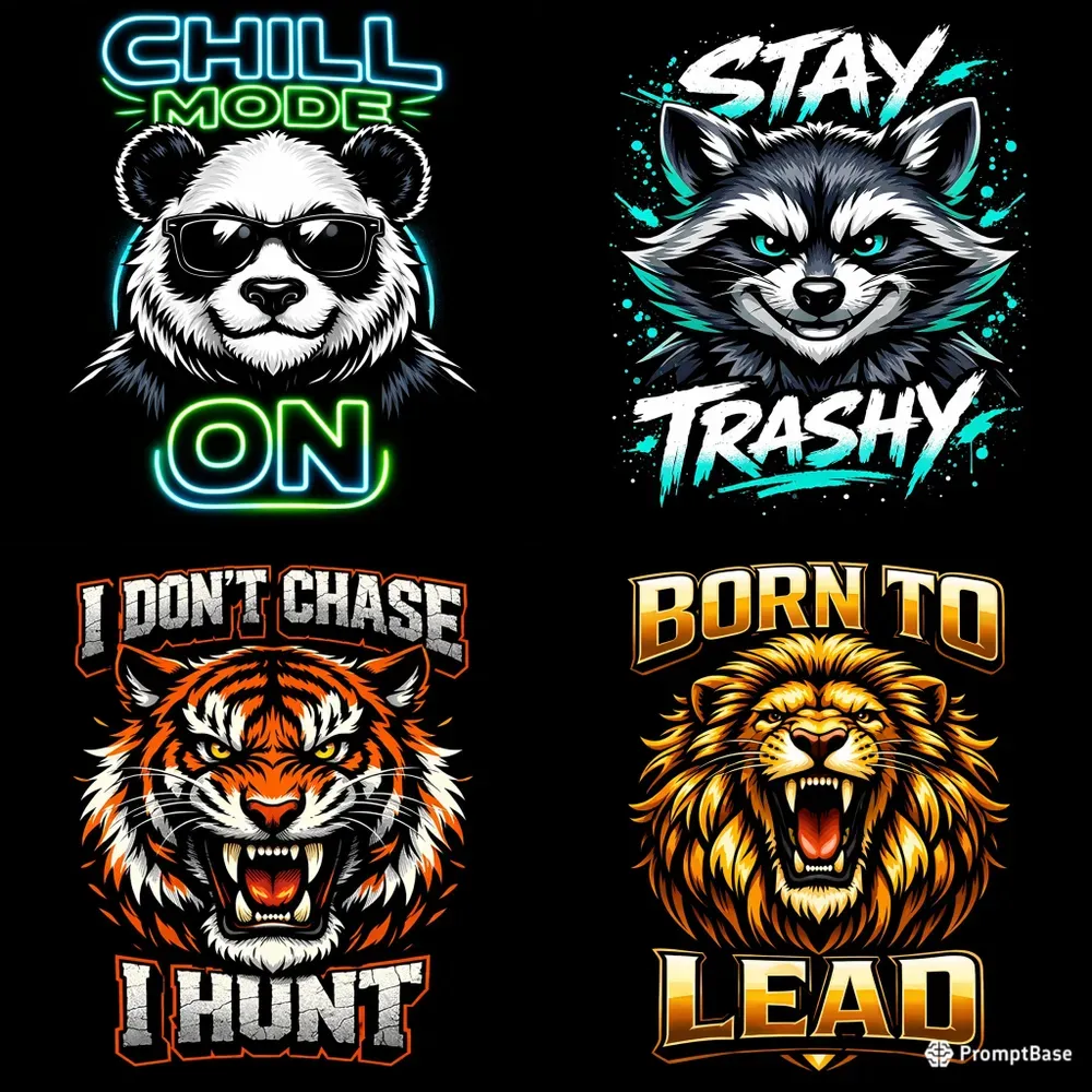 Bold Animal Attitude Tshirt Vectors