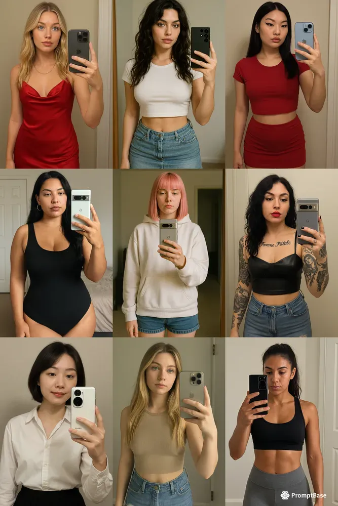 Realistic Mirror Selfie Women