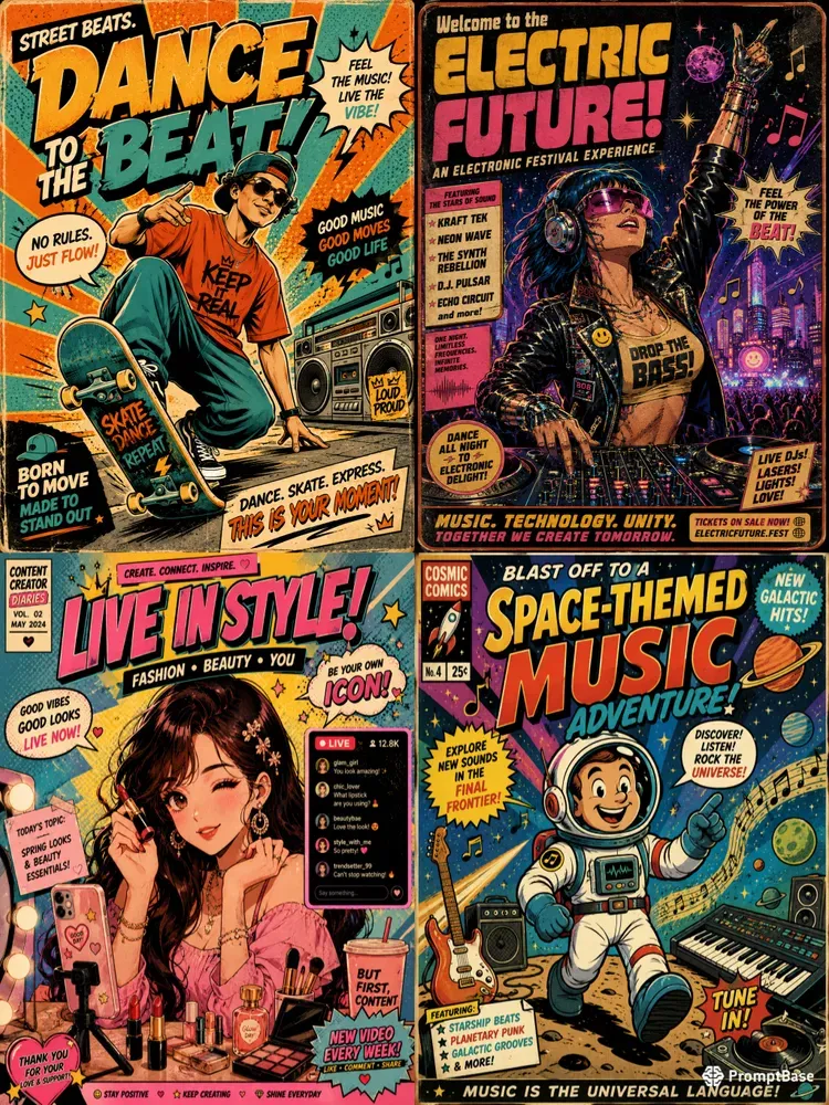 Retro Tiktok Popart Posters Ai