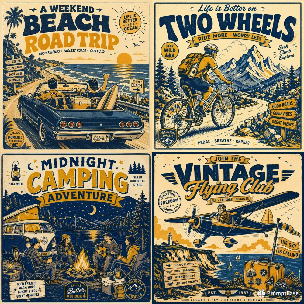 Retro Summer Adventure Posters