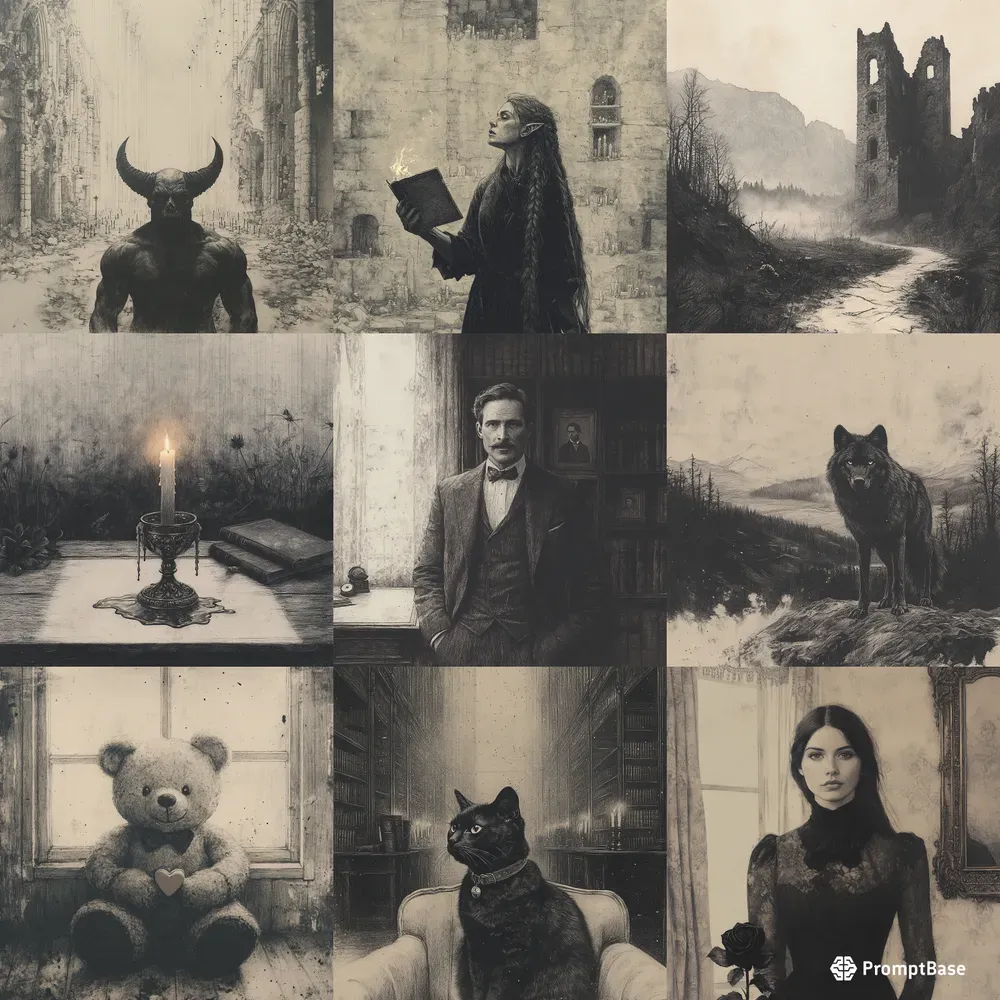 Handdrawn Charcoal Sketch Illustrations