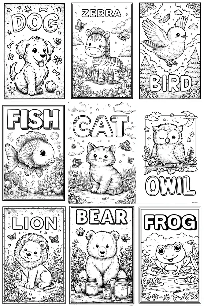 Kawaii Kids Coloring Pages Bold Words