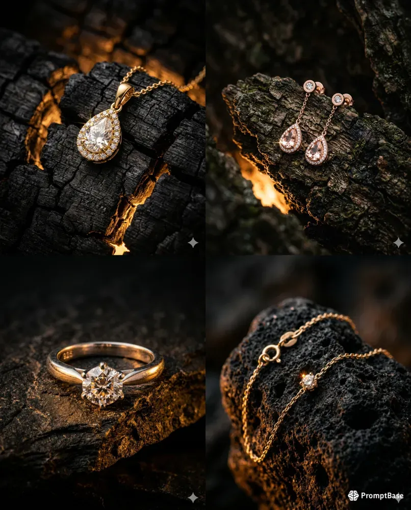 Dramatic Texture Jewelry Product Visuals