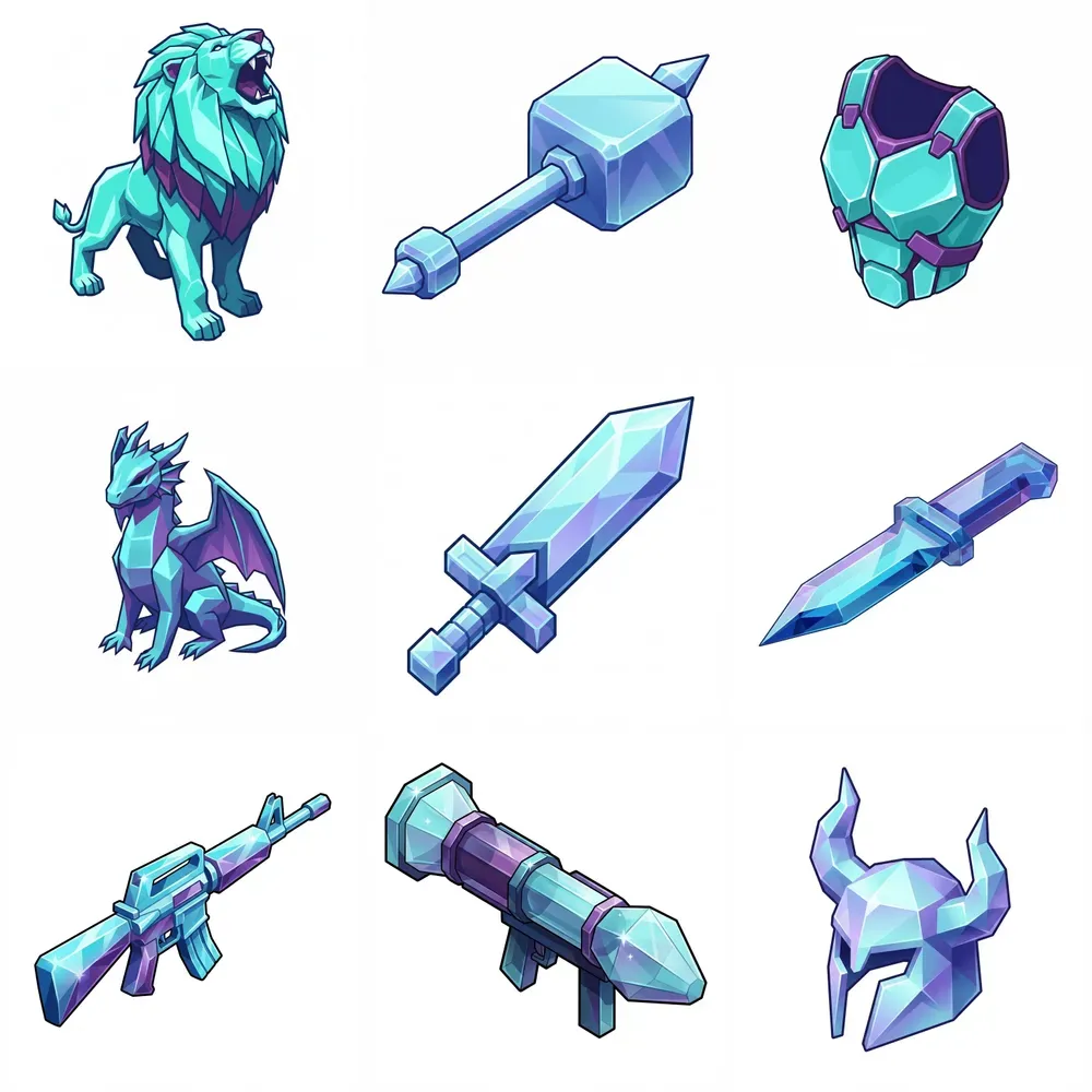 Crystal Lowpoly Arsenal Pack UIs