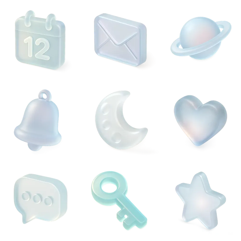 3D Frosted Glass Icons