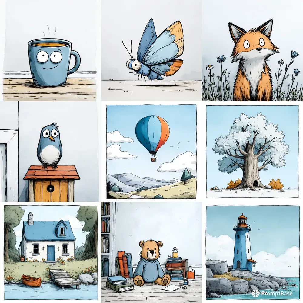 Watercolor Storybook Ink Sketch Charms