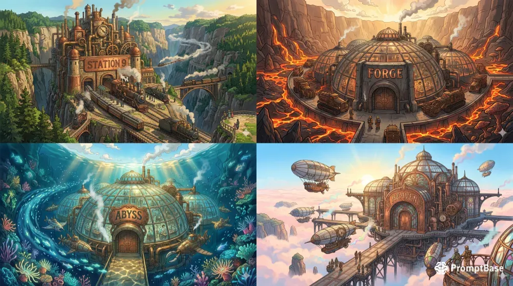 Ghibli Style Steampunk Concept Generator
