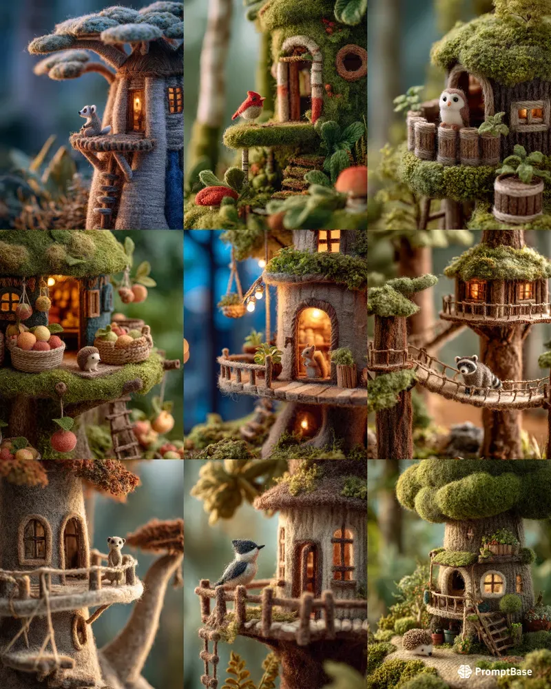 Sustainable Felt Treehouse Dioramas