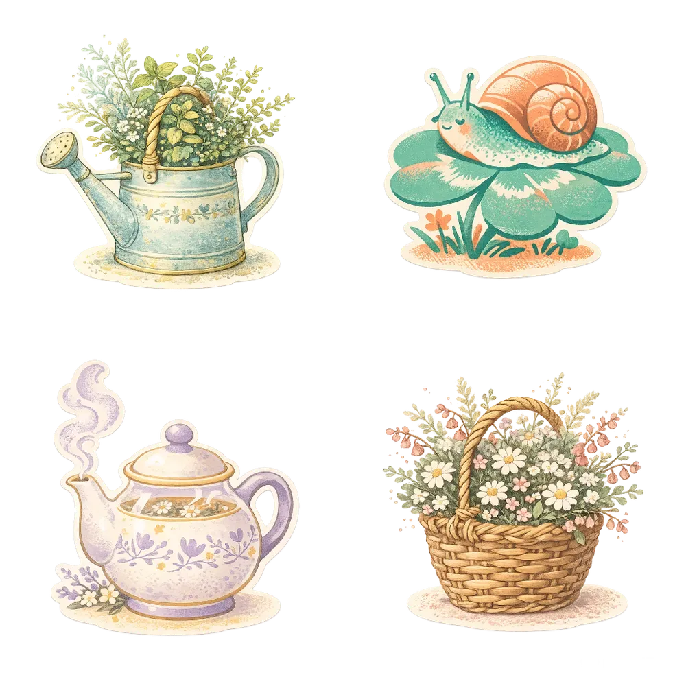 Slow Living Pastel Risograph Stickers