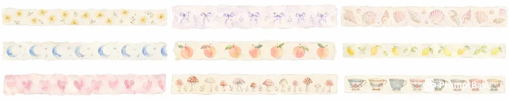 Soft Wash Watercolor Washi Tape Strips