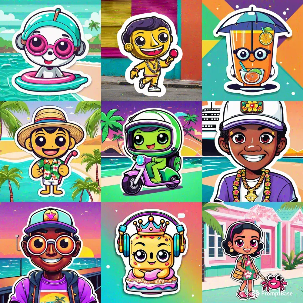 Labubu Miami Vibes Stickers