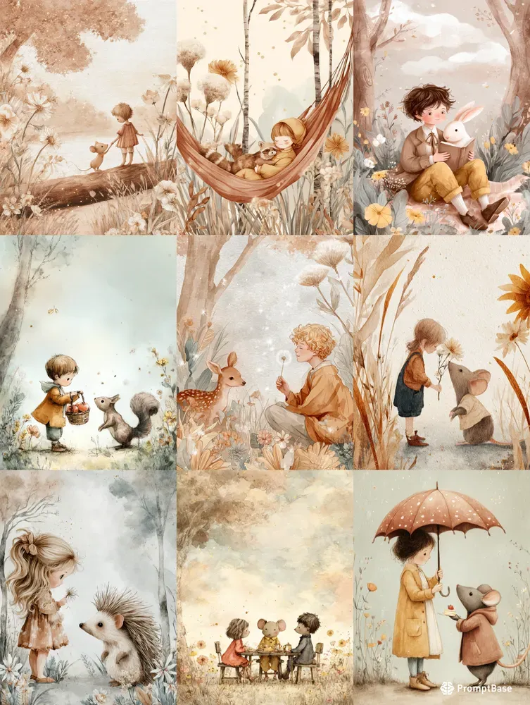 Storybook Watercolor Cute Scenes