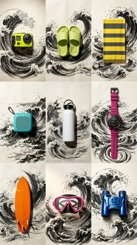 Fine Sumie Ink Ocean Product Layouts
