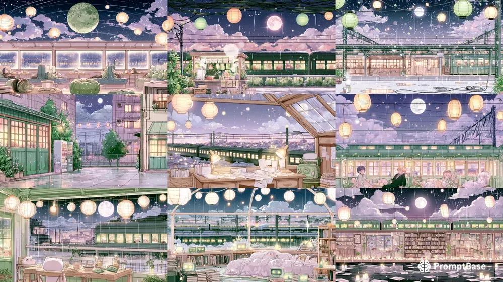 Railway Lounge Lofi Illustrations