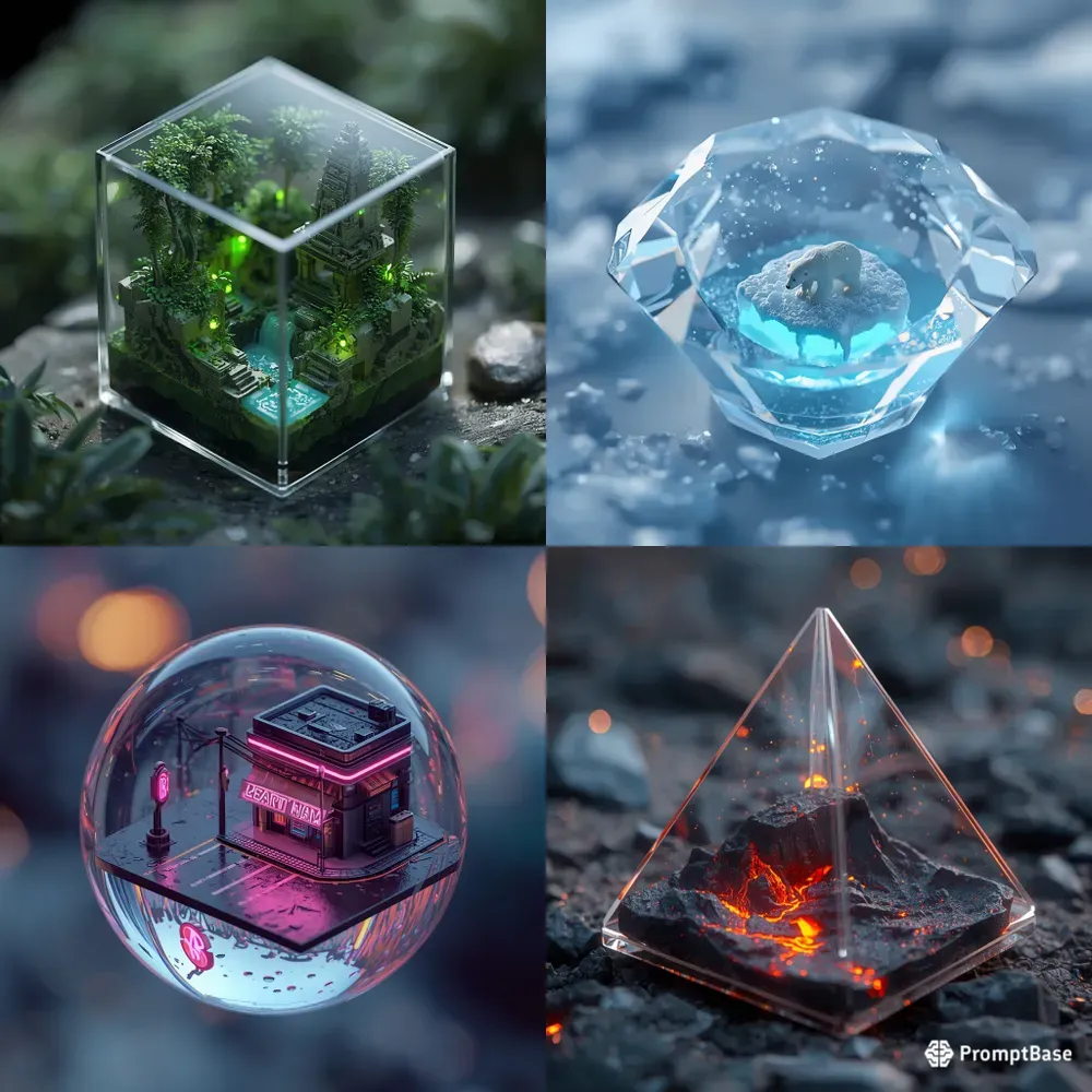 Isometric Bioluminescent 3d Microworlds