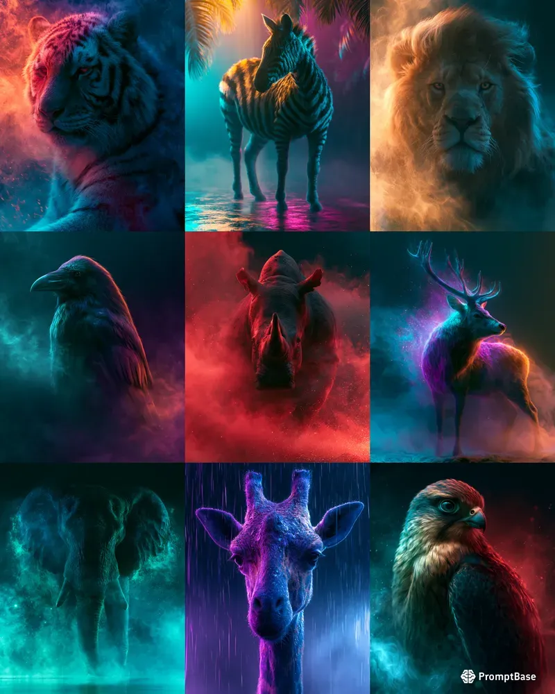 Cinematic Neon Animal Portraits