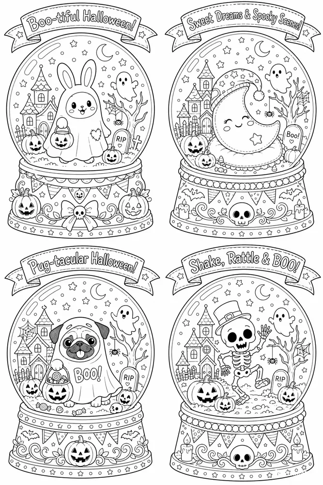 Halloween Snow Globe Coloring Pages