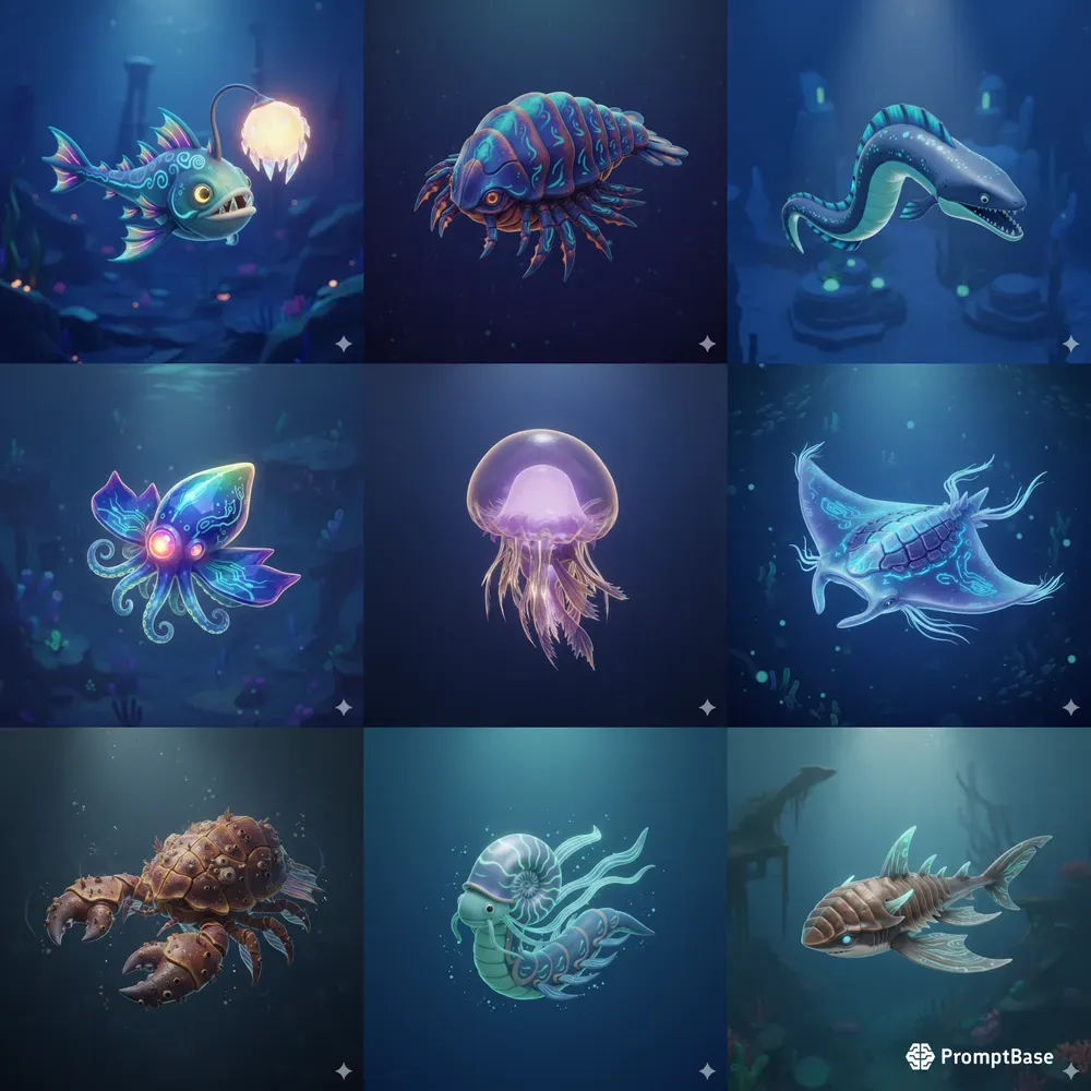Abyssal Bioluminescent Creatures