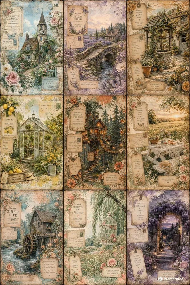 Summer Cottagecore Junk Journal Papers