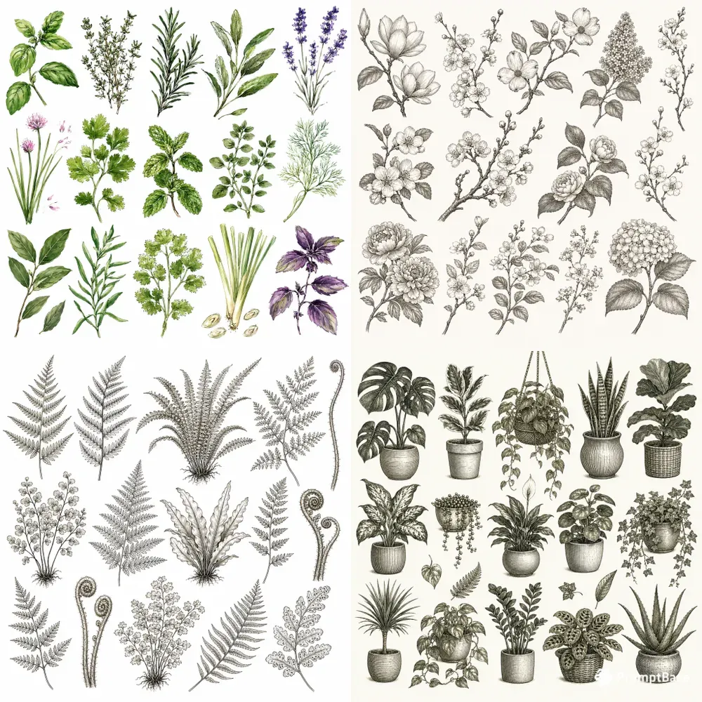 Hand Drawn Botanical Cliparts